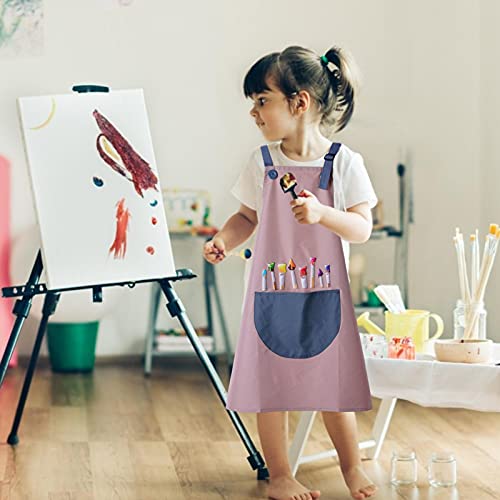 Kunstschort voor kinderen, waterdicht schildersschort met lange mouwen, kinderschort met mouwen en grote zakken… - Image 3