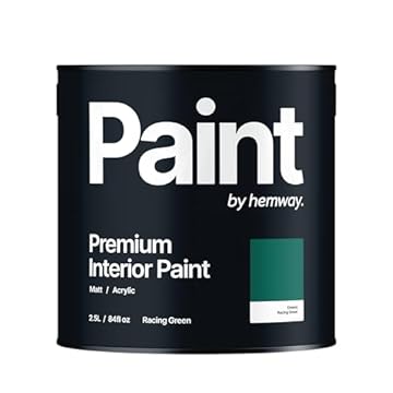 Hemway Racing Green - 2.5 Litre - Paint Premium Interior Indoor Matt British-Made Eco Acrylic Emulsion - Matt Finish, Low VOC, Interior Wall, Ceiling, Kitchen, Bathroom, Bedroom & Door