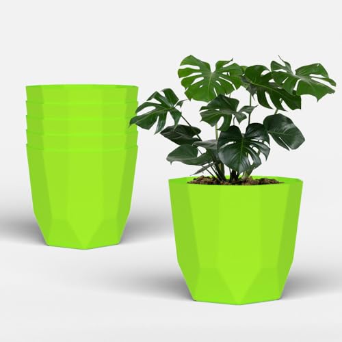 Image of YUCCABE ITALIA SHERA Hexa Plastic Planter Pot for Plants | Decorative Flower Pot | UV Protected Lightweight Indoor Outdoor Gamla for Home Decor, Balcony, Garden & Living Room