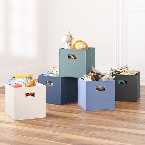 Cubes de rangement pliables bleu ardoise RiverRidge avec poignées robustes intégrées - 3