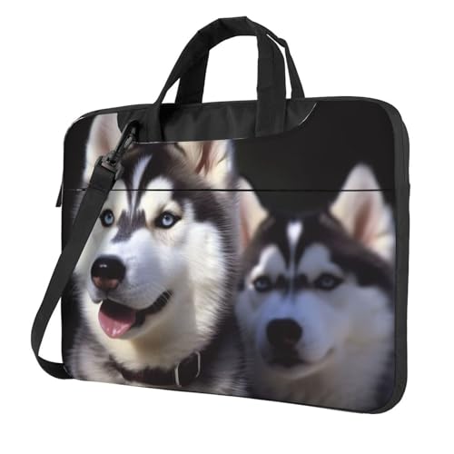 Sac ordinateur portable imprimé husky pour homme et femme, sacoche à bandoulière mixte
