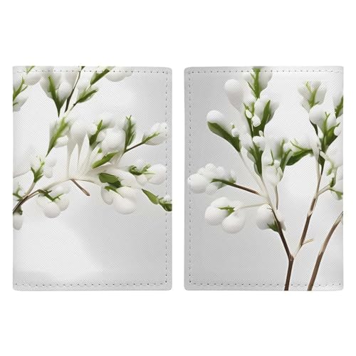 Porte-passeport cuir branche verte étui voyage d'affaires 20x13cm