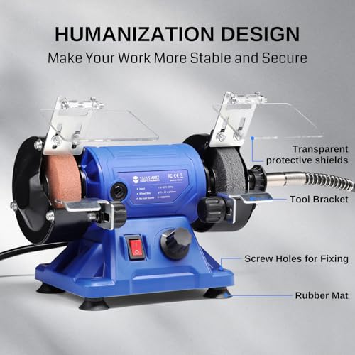SainSmart Mini Bench Grinder and Polisher, 3-inch Table Grinder with Variable Speed, Jewelry Polisher Bench Buffer Machine for Polishing, Buffing, and Jewelry Making, 100 Accessories, 0-11000 RPM - Image 6