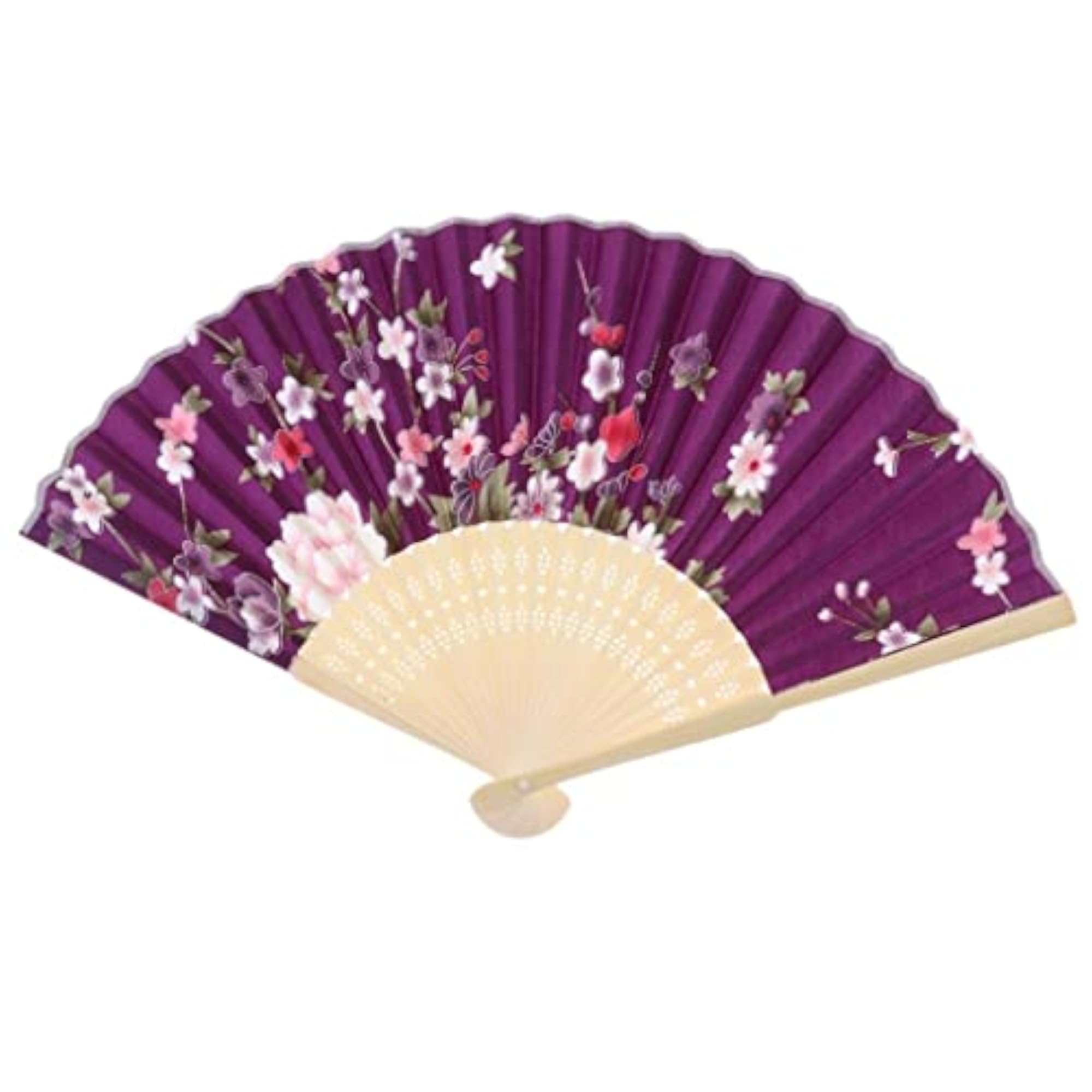 Japanese Vintage Bamboo Silk Fabric Folding Handheld Fan