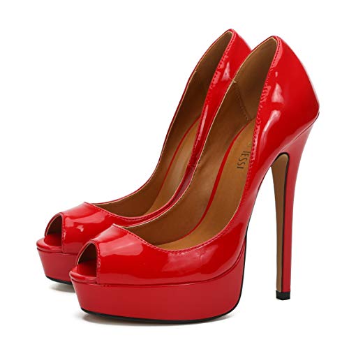 Unisex Men's Women's Flatform High Heels Peep Toe Stiletto Pumps Red Eu47 - Us 13 Women/11.5 Men #TOP1