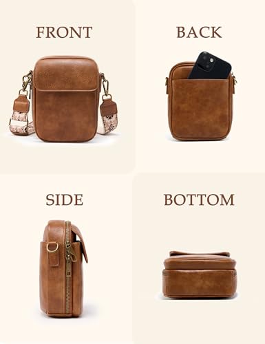 Image of Yarnic Small Crossbody Bag, Vegan Leather Cell Phone Purse for Women, Vintage Wallet Bag with Card Slots