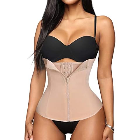 SCARBORO Underbust Corset Waist Trainer Cincher for Women Weight Loss Workout Girdle Slimming Tummy Control Fajas Body Shaper, Beige, Large Cover