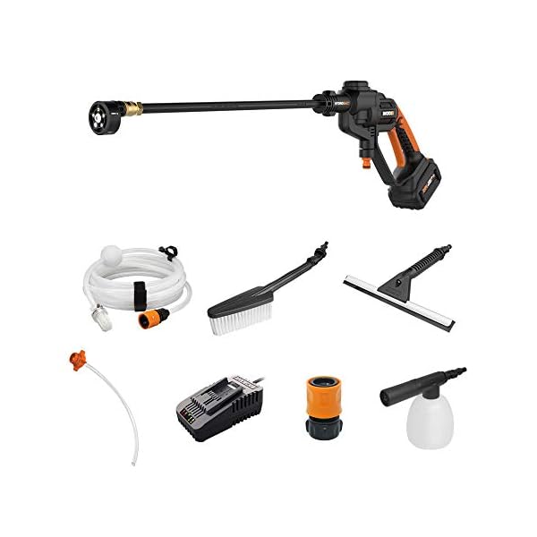 Worx Hydroshot 20V Power Share 4.0Ah 320 PSI Cordless Portable Power Cleaner w/ Cleaning Accessories - WG620.1 (Battery…