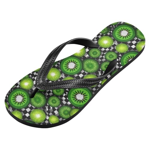 Flip Flop Sandals Checkered Kiwi Print for Women Men Beach Outdoor XS2