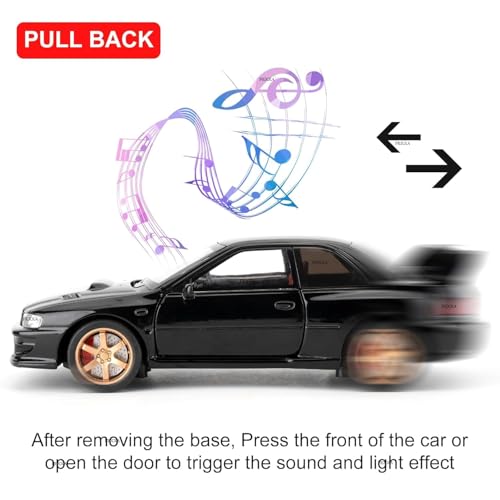 Image of FEXXA 1 /32 Compatible for Subaru Impreza WRX STI Model Car, Pull Back Diecast Collectible Car Toy with Sounds & Lights for Kids Boys Girls and Adults, Gift (Black)