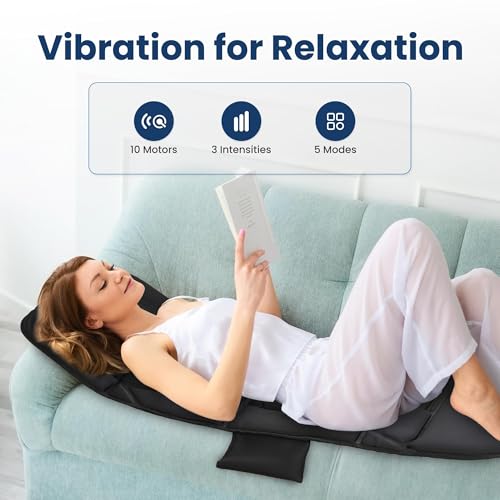 COMFIER Full Body Massage Mat with Heat, 10 Vibration Motors, 4 Heating Zones, 30-Minute Auto Shut-Off, Foldable Relaxation Pad for 3 Adjustable Intensity– Vibration Massage Only - Thumbnail 2