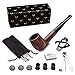 Tobacco Pipe Set, Free Boy Handmade Wooden Straight Stem Smoking Pipe with Accessories (Filter Elements, Filter Balls, 3 in 1 Scraper, Pipe Cleaners, Pipe Tip Grips, Bag, Box)