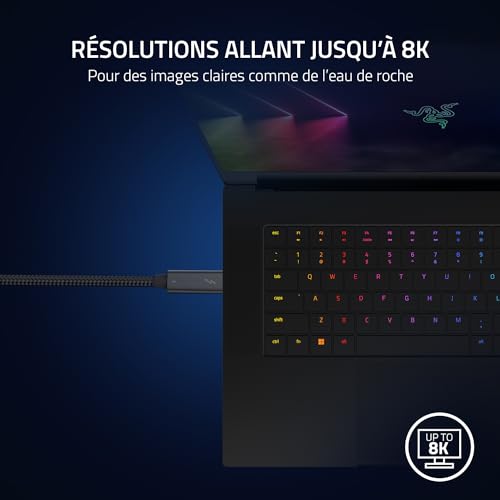 Razer Thunderbolt 4 Câble (2.0 Meter) - Jusqu’à 40 gigabits par seconde, Résolutions allant jusqu’à 8K | Noir