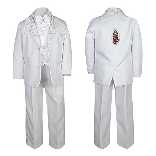 Image of Baby Boy Christening Paisley Jacket Suit Gold Guadalupe Maria Virgin Mary SM-20