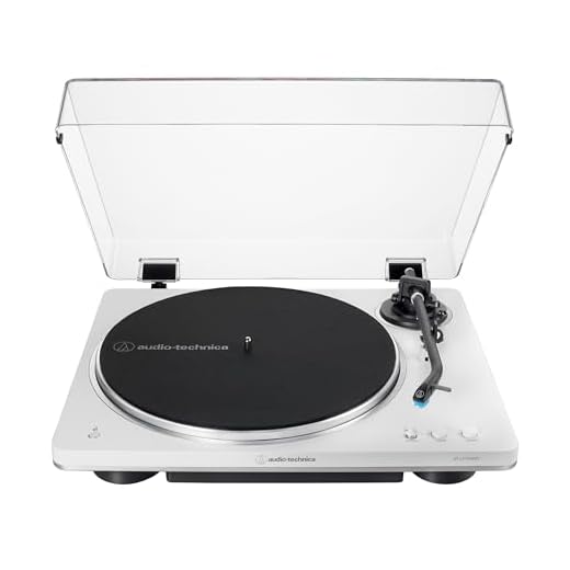Audio-Technica AT-LP70XBT Vollautomatischer, kabelloser Plattenspieler mit Riemenantrieb (Weiß/Schwarz)