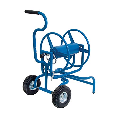 Jackson 2517200 Garden Reel Cart, Heavy Duty with Wheels, 400 Foot, 270 Degree Swivel Design, With Leader, Blue, 400-Foot Hose Capacity