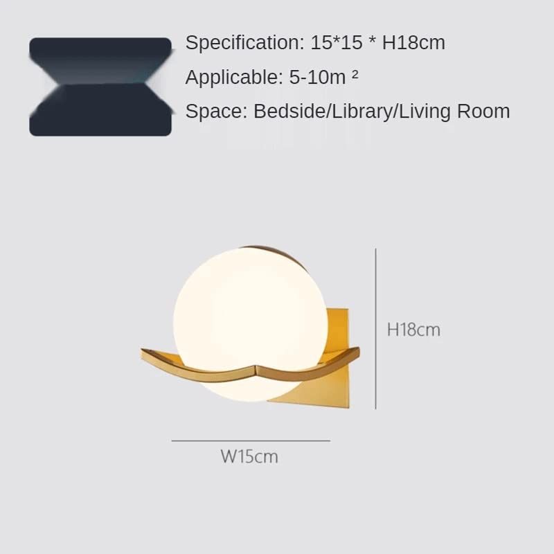 Lámpara de pared dorada con esfera de vidrio RAGGZZ, diseño elegante y sofisticado para el pasillo 2