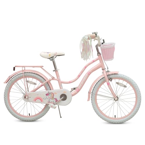 Image of Bixike Princess Style Girls Bike with Basket for 2-13 Years Old Kids and Toddlers, 12 14 16 18 Inch Bicycle for Children with Training Wheels and Streamers, 20 Inch with Kickstand, Multiple Colors