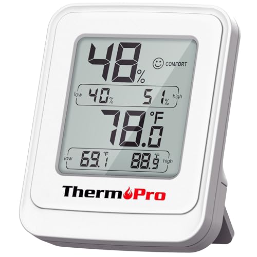 ThermoPro TP150 Greenhouse Thermometer Hygrometer, IPX5 High-Humidity Resistant Temperature and Humidity Monitor, High/Low Records Humidity Meter for Indoor Grow Tents, Basement, Reptile Terrarium