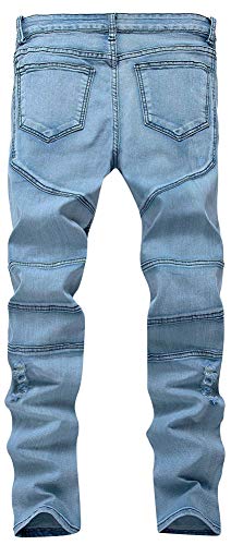 Skylinewears Mens Ripped Jeans, Distressed Destroyed Slim Fit Straight Leg Stretch Denim Pants2