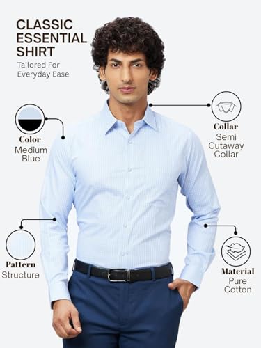 Image of Raymond Men's Pure Cotton Structure Pattern Slim Fit Semi Cutaway Collar Full Sleeve Formal Shirt