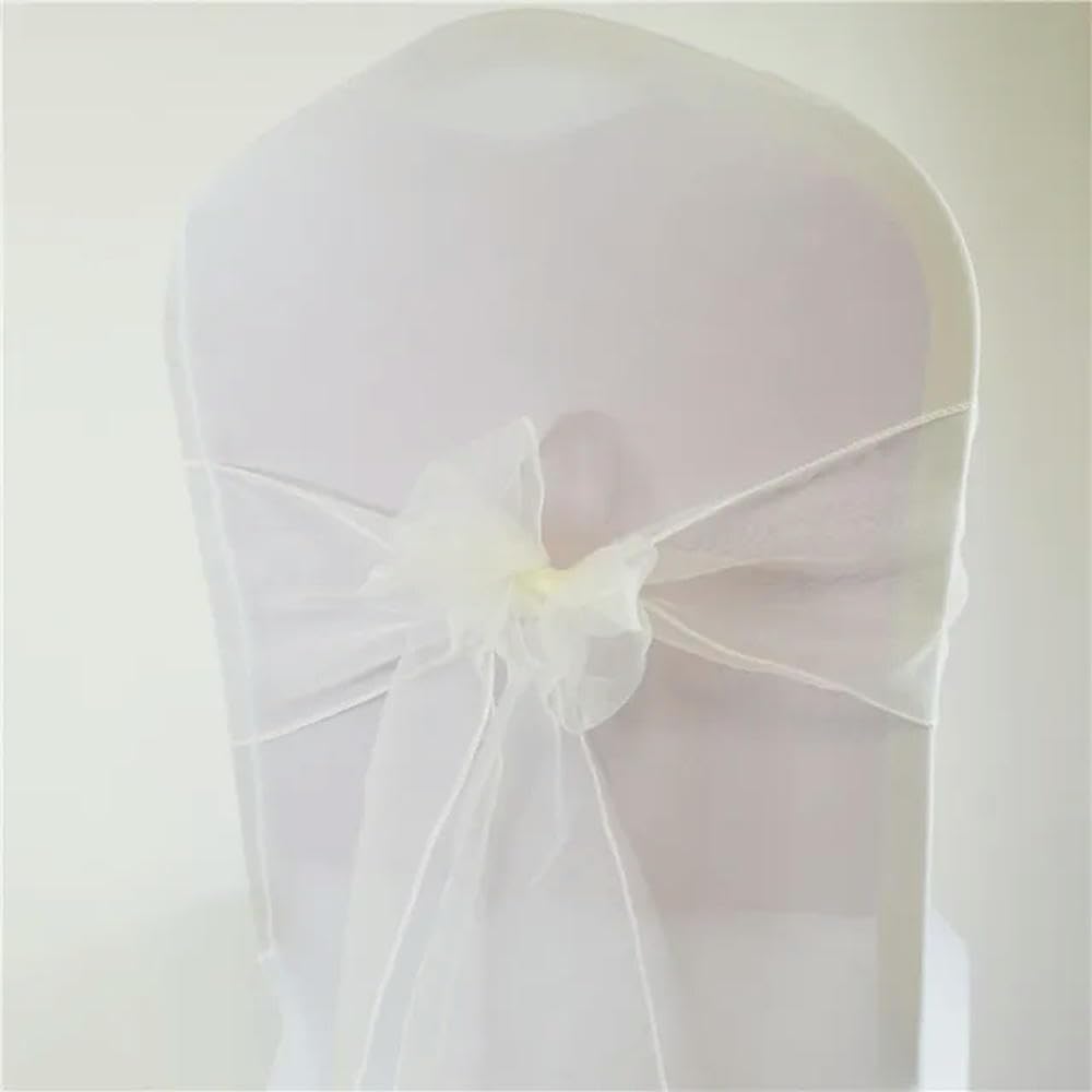 (50/100 pz) Telai per sedie in Organza Nodo con Fiocco per Festa di Nozze Evento Banchetto Decorazione Hotel Sedia per Feste all'aperto Decori Forniture