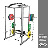 Valor Fitness Power Rack with Multi-Grip Pull-Up Bar Station – 2.5' x 2.5' Uprights – Home Gym Squat Rack with Plate Storage – Optional Attachments and Bundle Packages