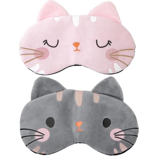 Antifaz para dormir para niños de 2 piezas, antifaz para dormir suave con correas ajustables, estilo de dibujos animados, adecuado para niños y niñas para dormir siesta, viajes en avión