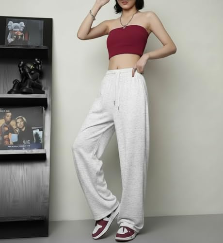Image of dockstreet Straight Wide fit Long Length Open Bottom Jogger for Women /Trending Multi Pocket Style, Relaxed Casual Pants for Women