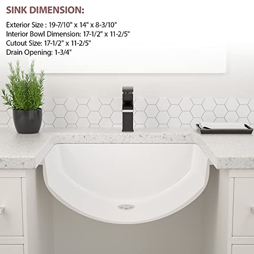 Undermount Bathroom Sink Rectangle - Dcolora 20"X14" White Porcelain Ceramic Rectangular Vessel Sink Under Counter Lavatory Vanity Bath Sink Bowl Basin With Overflow #TOP4