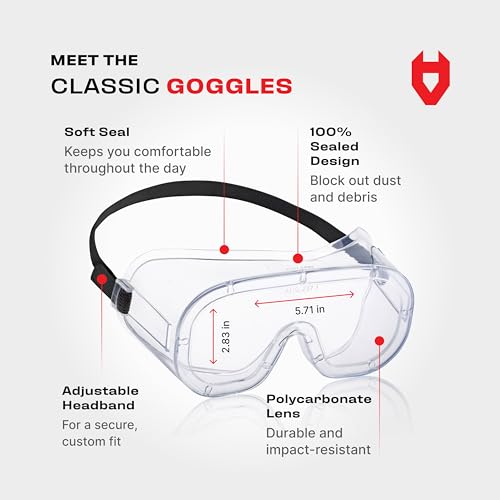 image for NoCry Protective Non-Vented Safety Lab Goggles with Anti-Fog Coating, 