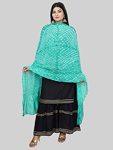 Image of PK HUB Women's Jaipuri Rajasthani Art Silk Bandhej Bandhani Dupatta
