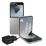 Samsung Galaxy Z Flip6 Smartphone AI pieghevole, Caricatore Incluso, RAM 12GB, 256GB, Dual SIM, Display 3,4" SAMOLED/6,7" Dynamic AMOLED 2X, Fotocamera 50 MP, Silver Shadow [Versione italiana]
