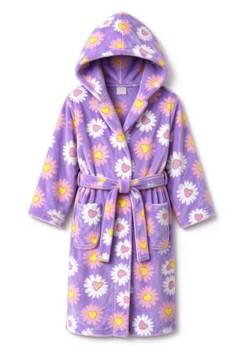 Image of Girls Soft Fleece Robes Plush Hooded Bathrobes Sleepwear for Kids 2-16 Years