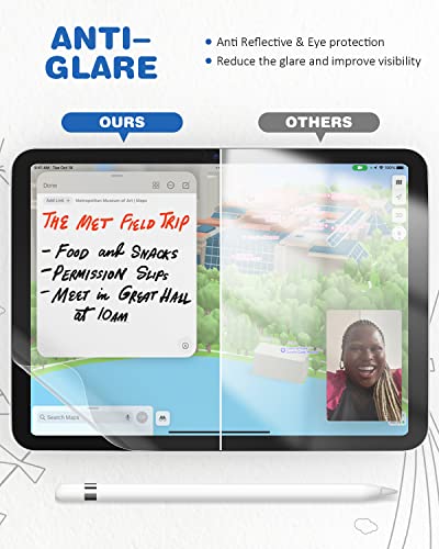 XIRON 2 PACK Paper Screen Protector for iPad 10th Generation 2022(10.9 Inch), Matte PET Film for iPad 10.9-inch (10th generation), Write and Draw Like on Paper, Anti-Glare Screen Protector - Image 5