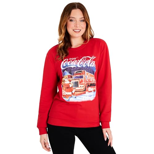 Coca-Cola Jersey Navideño Mujer para Adulto Adolescente, Suéter Navidad de Regalo (Rojo, L)