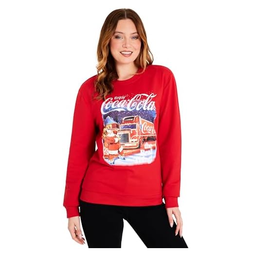 Coca-Cola Jersey Navideño Mujer para Adulto Adolescente, Suéter Navidad de Regalo (Rojo, L)