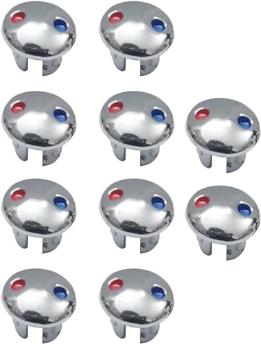 Jowxsx 10 indicadores prateados de água quente e fria para torneiras, sinais de água quente e fria, botões para cozinha, casa de banho, pia, torneira