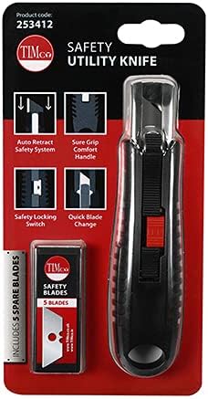TIMCO Safety Utility Knife - 60 x 90 x 0.6mm, Black - Image 3