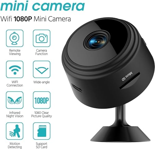 Image of securinnov 720P-1080P Mini Wi-Fi Full HD Wireless Magnet Camera Motion Camera Audio and Video Live with Wireless Recorded Magnet Cam with Light Vision and Motion Amert