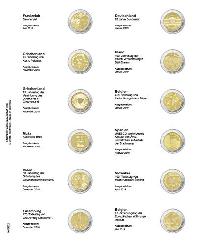 Hojas Multi Collect Lindner MU2E22 para monedas de 2 euros conmemorativas