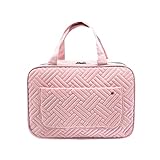 Consmos Neceser Colgante , Neceser de Maquillaje de Viaje para Mujeres y Hombres, Neceser de Alta Capacidad, Adecuado para Vacaciones y Uso Diario Rosa