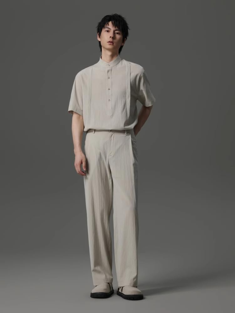 Men's Suit Pants Linen Straight Leg Loose Summer Casual Lightweight Work Pants for Men