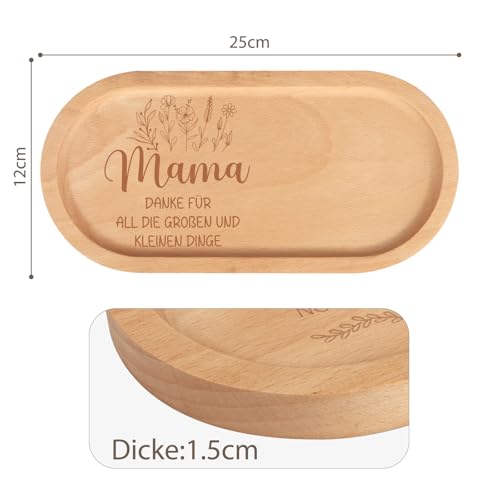 Anruzon Geschenke für Mama, Geburtstagsgeschenk für Mama, Badezimmertablett, Schminktisch Tablett, Mama Geschenk von Tochter Sohn, Holz Deko, Muttertag