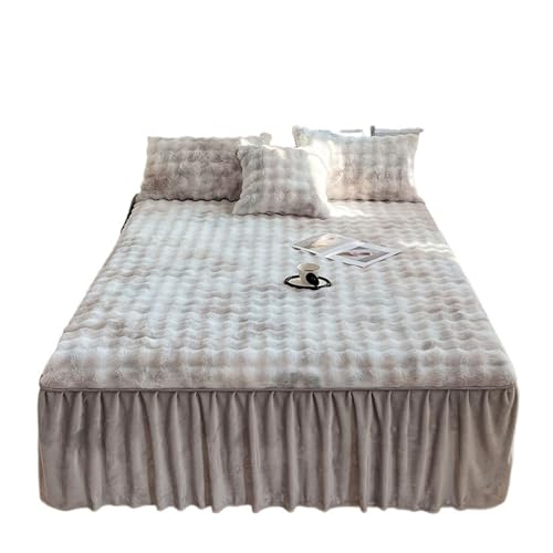 Falda de Cama for Invierno, Funda de Cama cálida, Faldas de Cama for el hogar, Protector de colchón con Volantes (sin Funda de Almohada)(Gray,Queen 150x200cm 1pc)