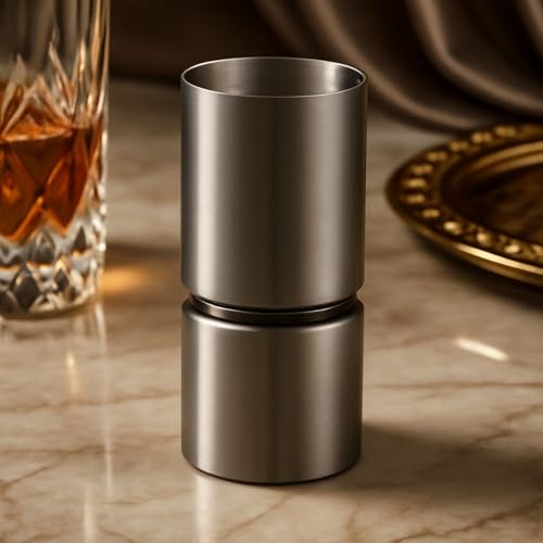 Image of The Empty Space Stainless Steel Peg Measurer 30 & 45ml, Bartender Favourite Double Sided Cocktail Jigger, Drink Measuring Cups, Premium Bar Accessories, 1OZ & 1.5 OZ - Grey-Black Nickel Finish