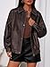 PRETTYGARDEN Faux Leather Jacket Women Bomber Motorcycle Zip Up Jackets Oversized Fall Fashion Outfits 2025 Winter Coats (Dark Brown,Medium)