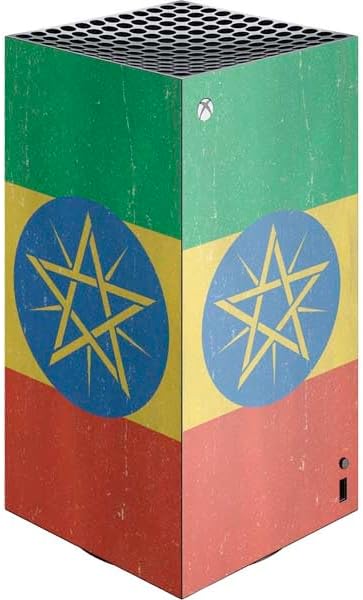 Skinit Decal Gaming Skin Compatible with Xbox Series X Digital Edition Console - Ethiopia Flag Distressed Design