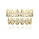 TOPGRILLZ Poker Heart Grills for Your Teeth, Grillz Teeth Men Grillz for Women, 18K Gold Plated Brass with Cubic Zirconia，Hip-Hop Cosplay Costume Accessory(Golden Cross)