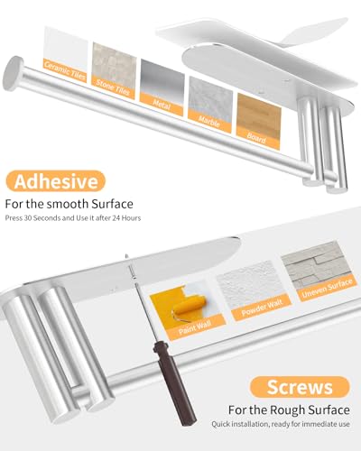 Image of Paper Towel Holder Under Cabinet, 13Inch Self-Adhesive or Wall Paper Towel Holder for Kitchen, Bathroom, RV, Brushed Nickel